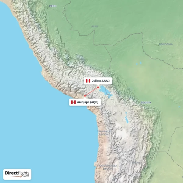 Juliaca - Arequipa direct flight map