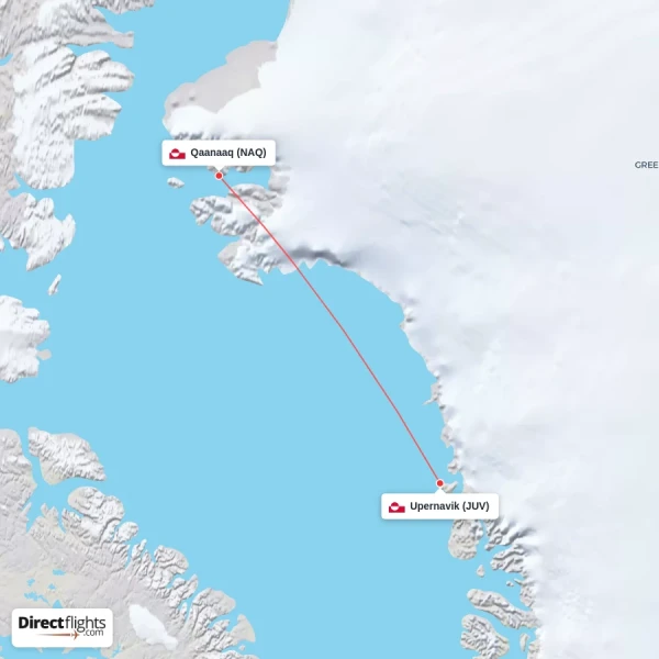Upernavik - Qaanaaq direct flight map