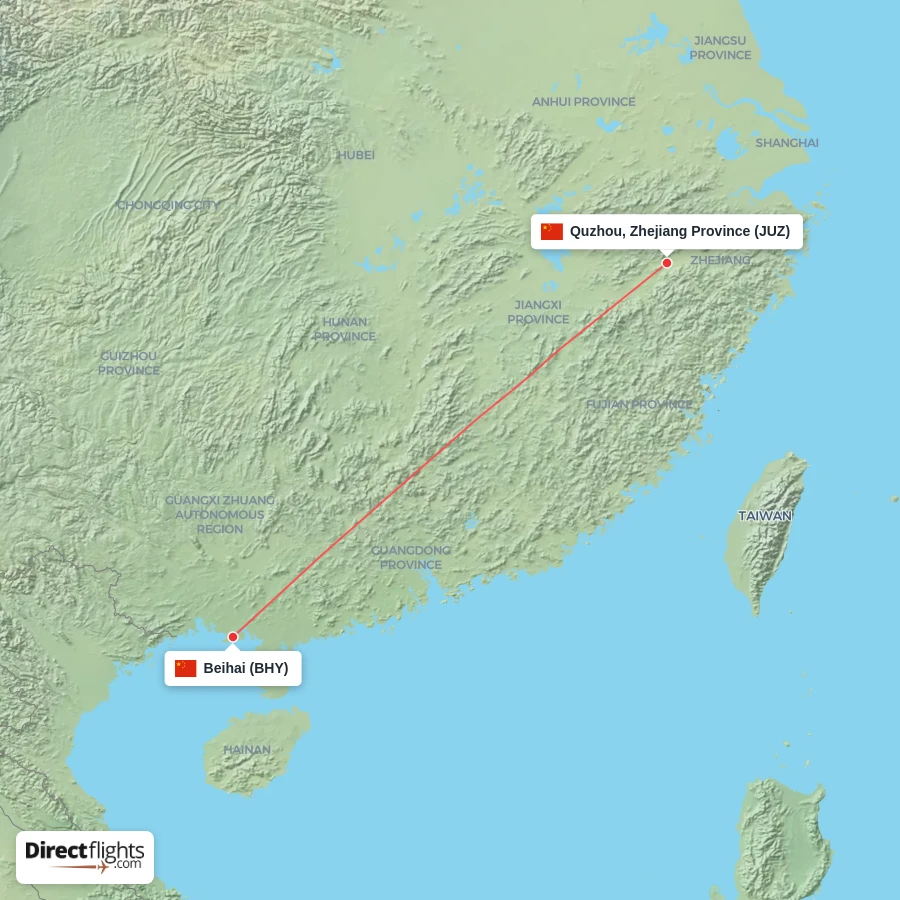 JUZ - BHY route map