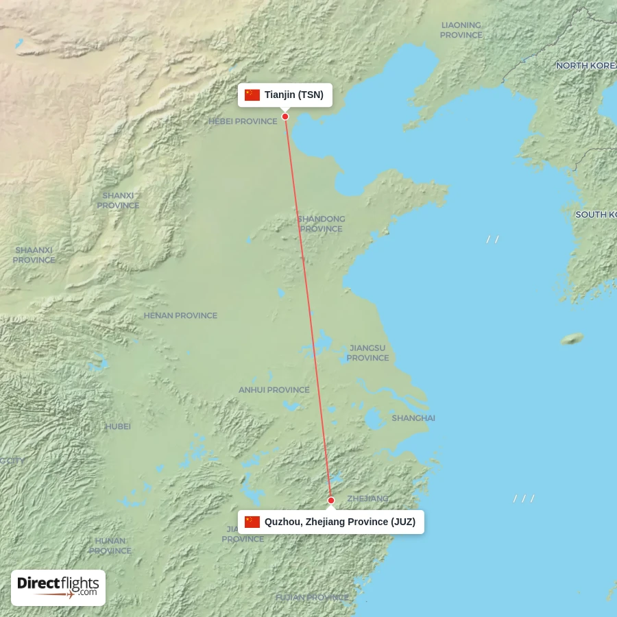 JUZ - TSN route map