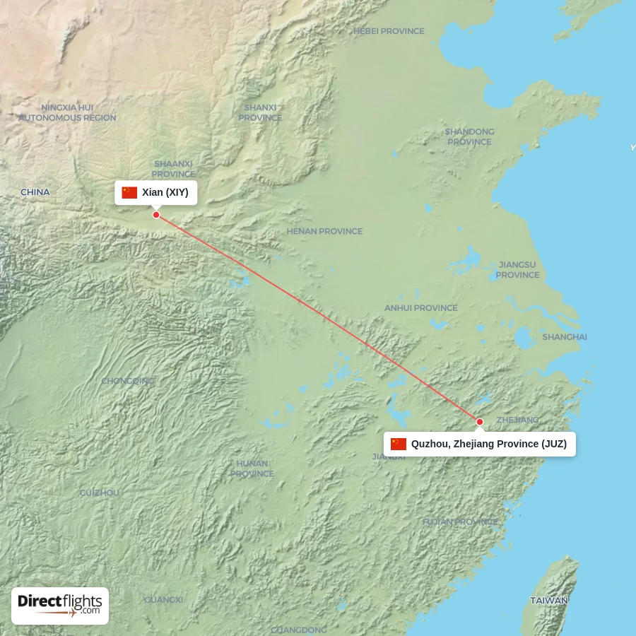 JUZ - XIY route map