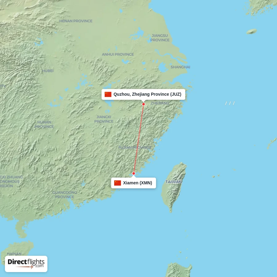 JUZ - XMN route map