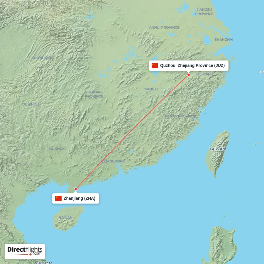 JUZ - ZHA route map