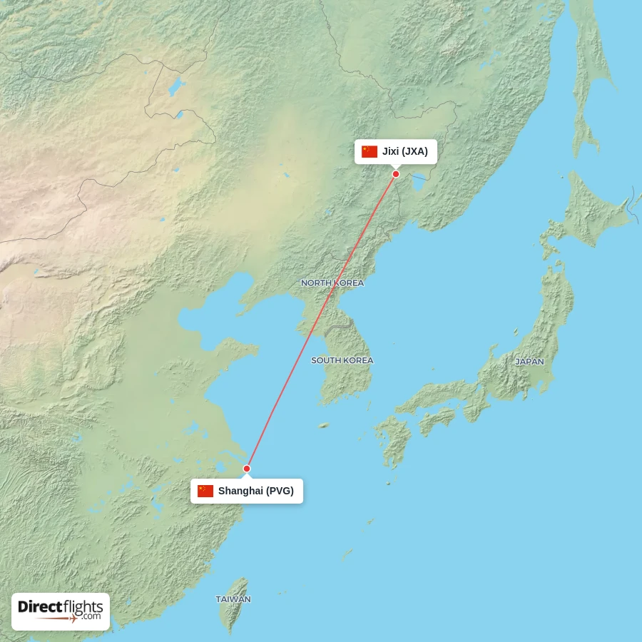 JXA - PVG route map