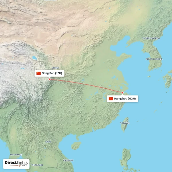 Song Pan - Hangzhou direct flight map