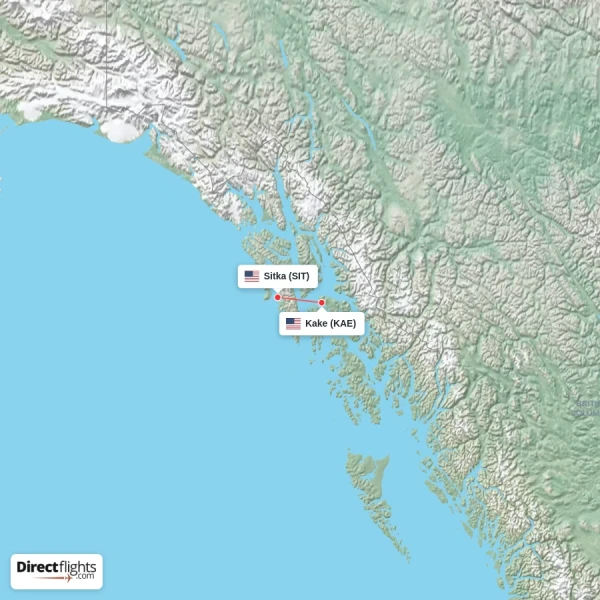 Kake - Sitka direct flight map