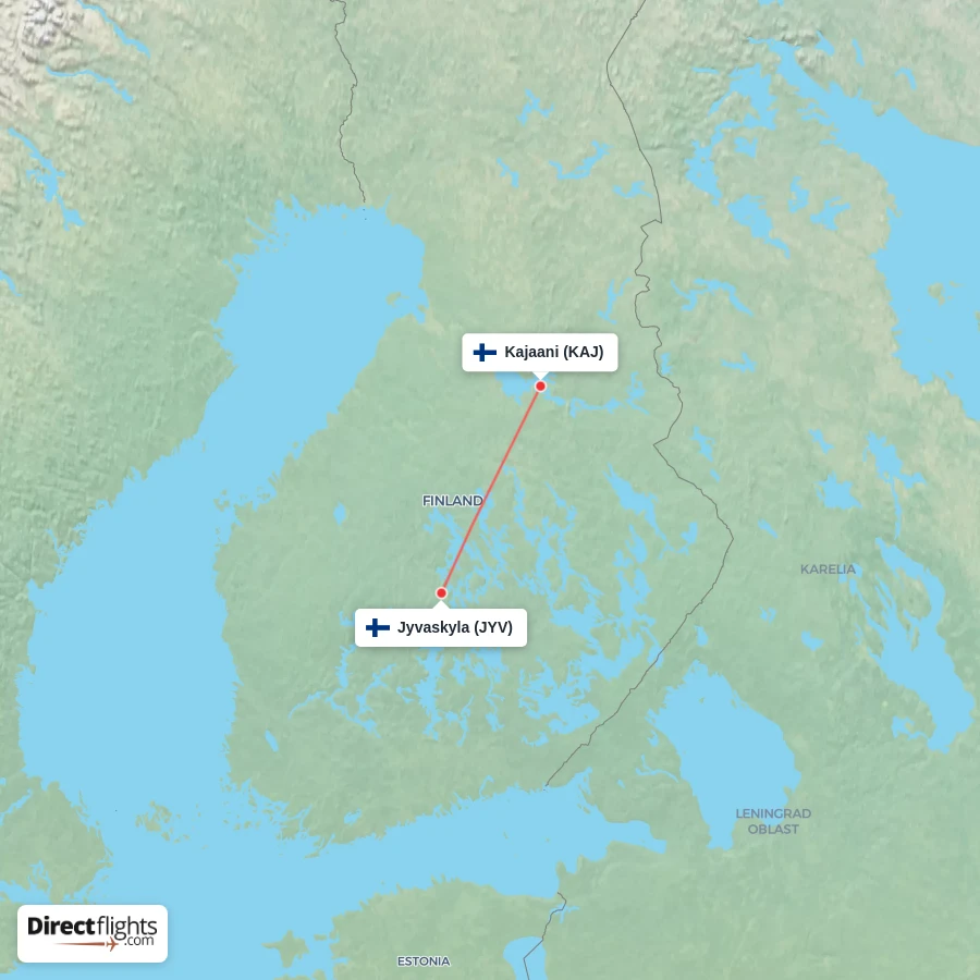 KAJ - JYV route map