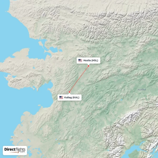Kaltag - Huslia direct flight map