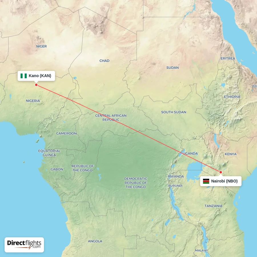 KAN - NBO route map