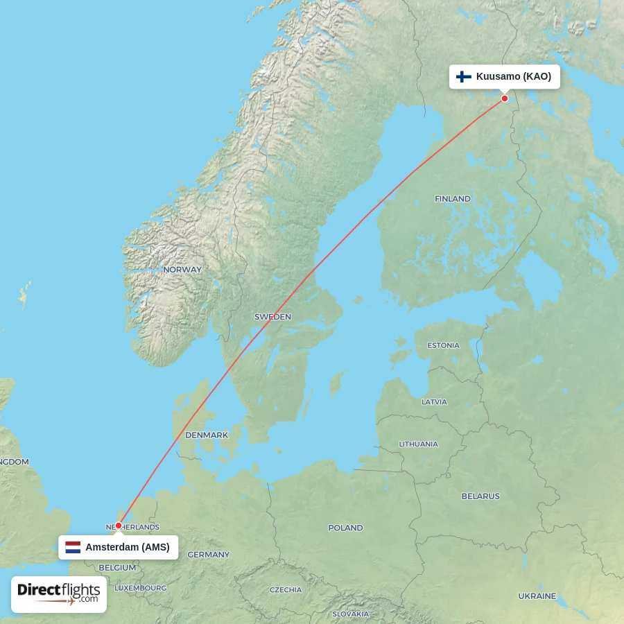 KAO - AMS route map