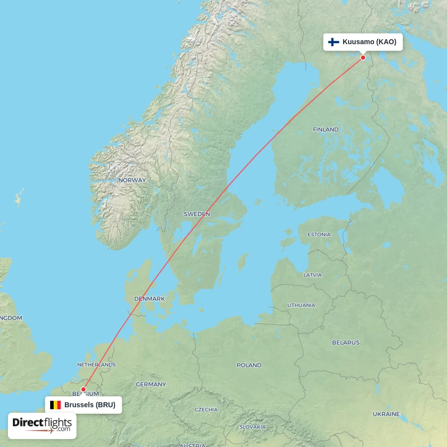 KAO - BRU route map