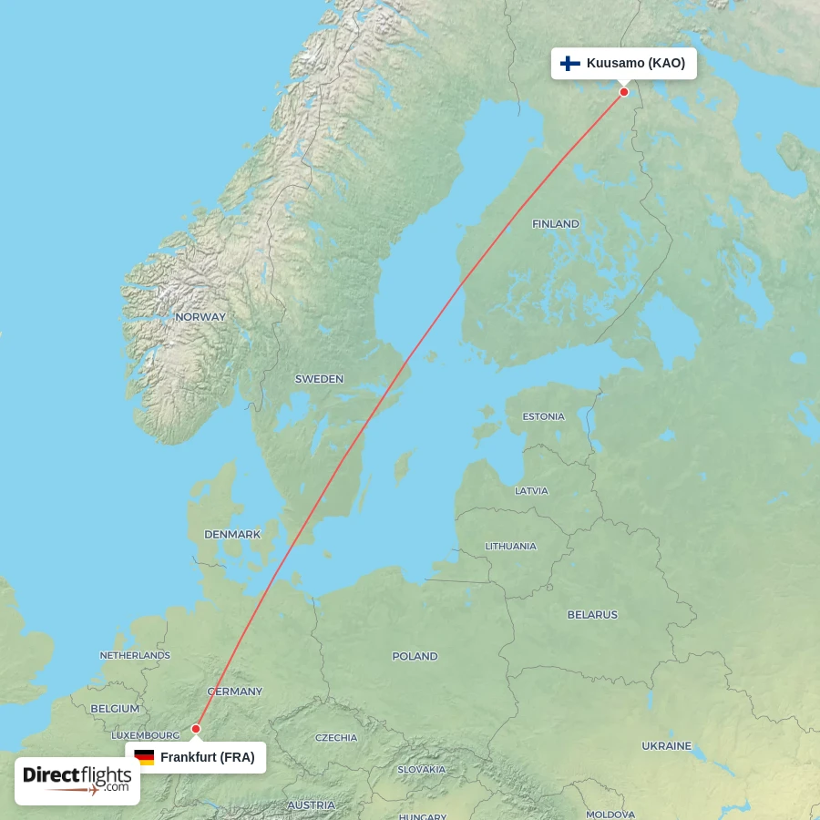 KAO - FRA route map