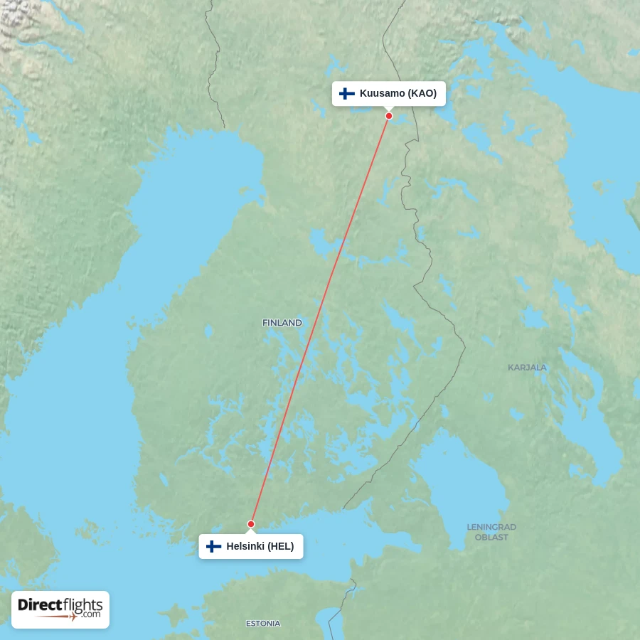 KAO - HEL route map