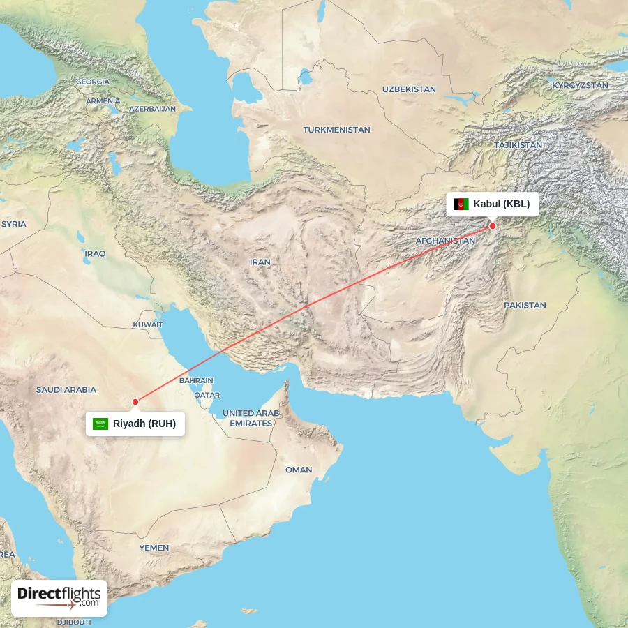 KBL - RUH route map