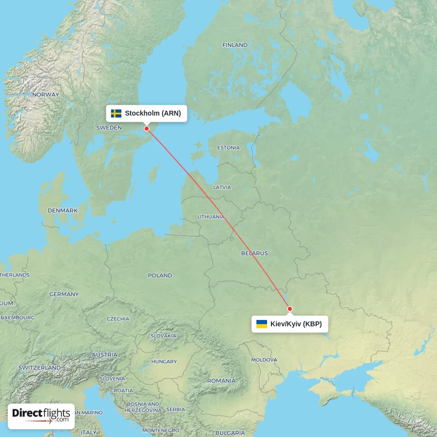 KBP - ARN route map