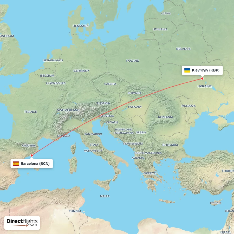 KBP - BCN route map