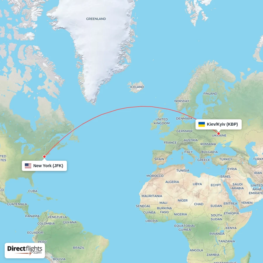 KBP - JFK route map