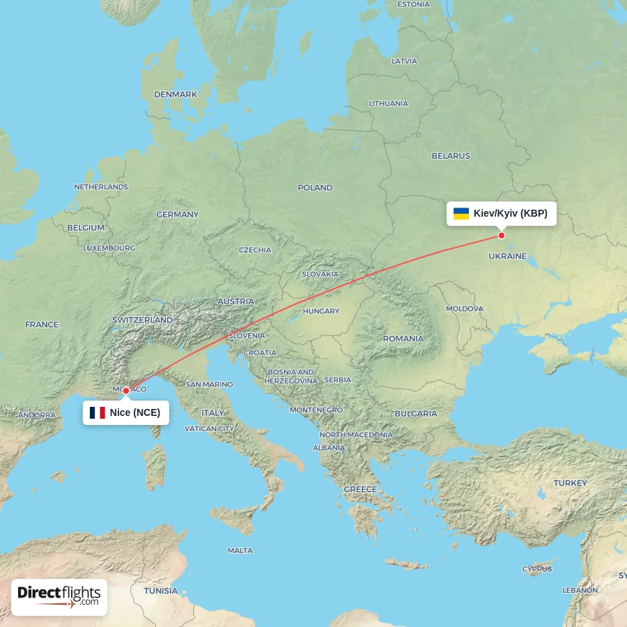 KBP - NCE route map