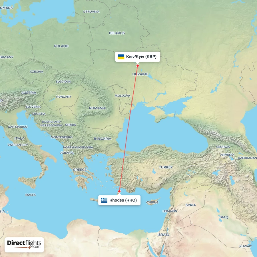 KBP - RHO route map