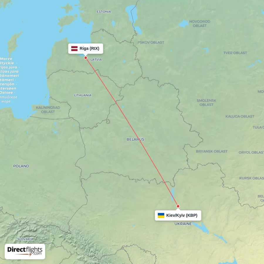 KBP - RIX route map