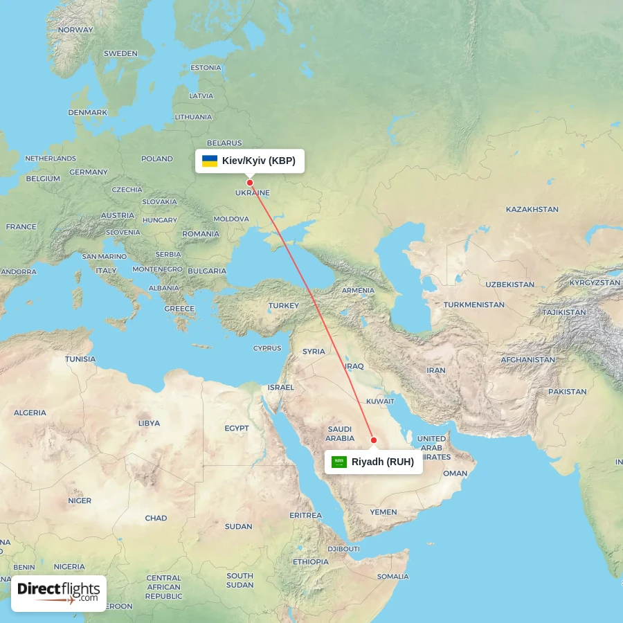 KBP - RUH route map