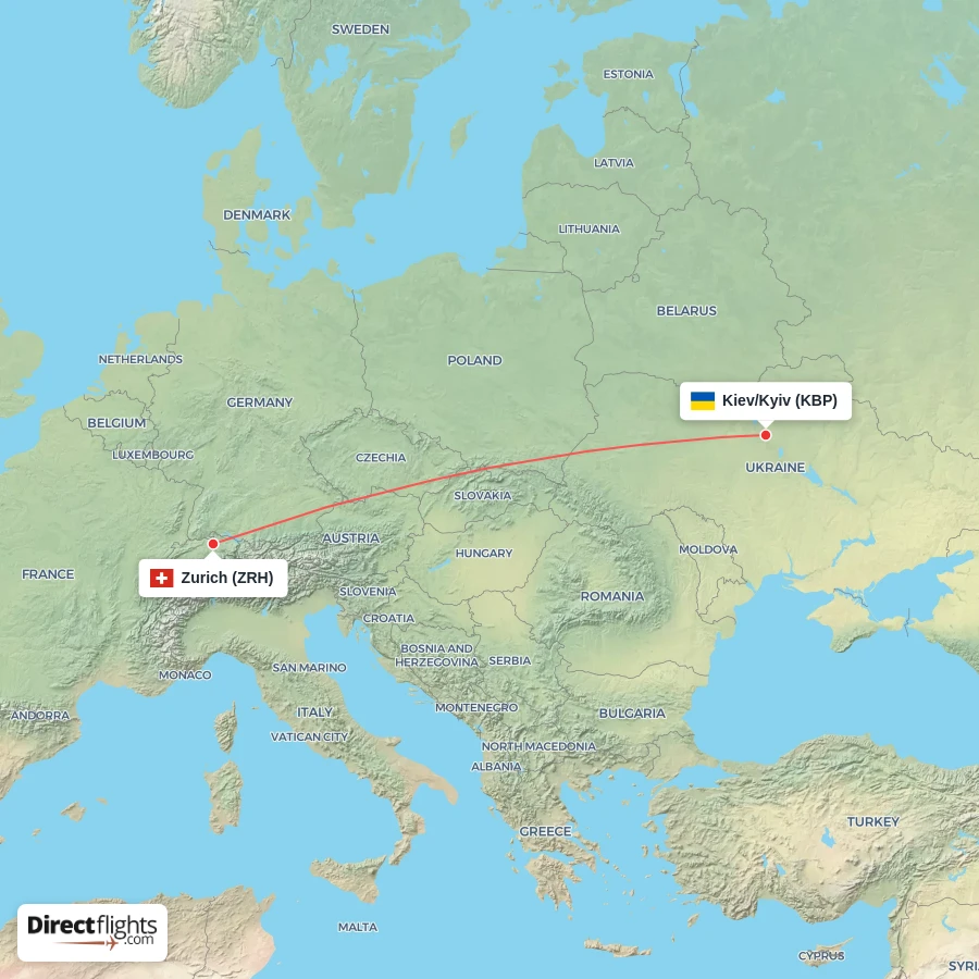 KBP - ZRH route map