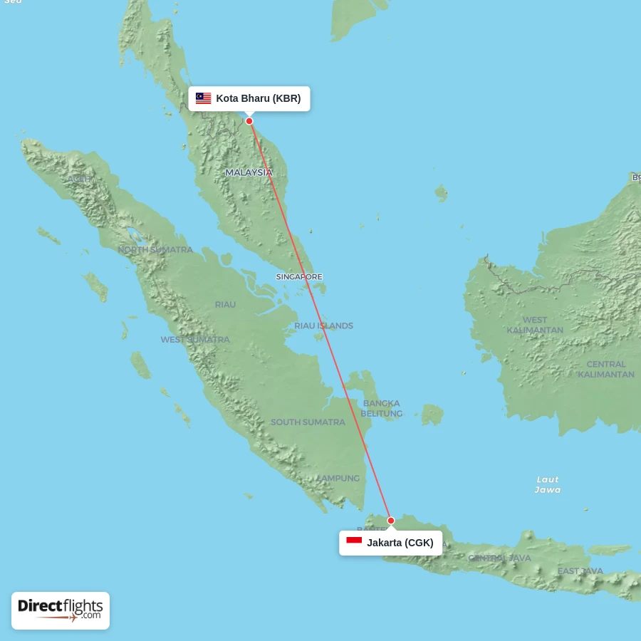 KBR - CGK route map