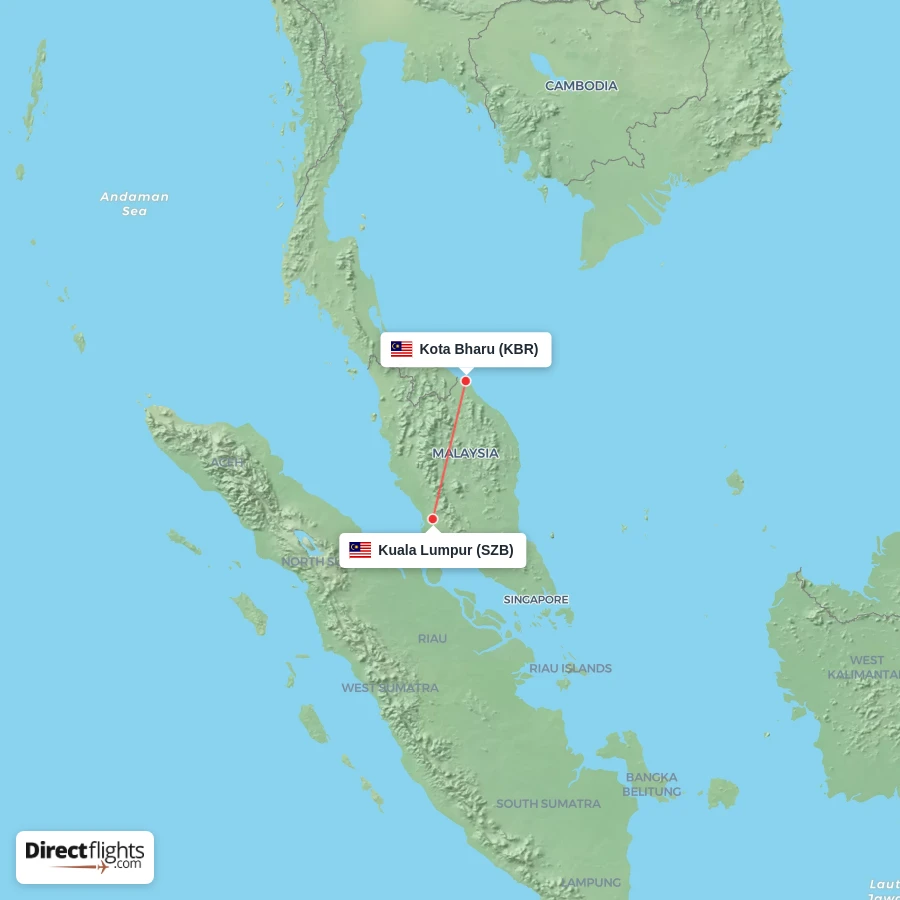 KBR - SZB route map