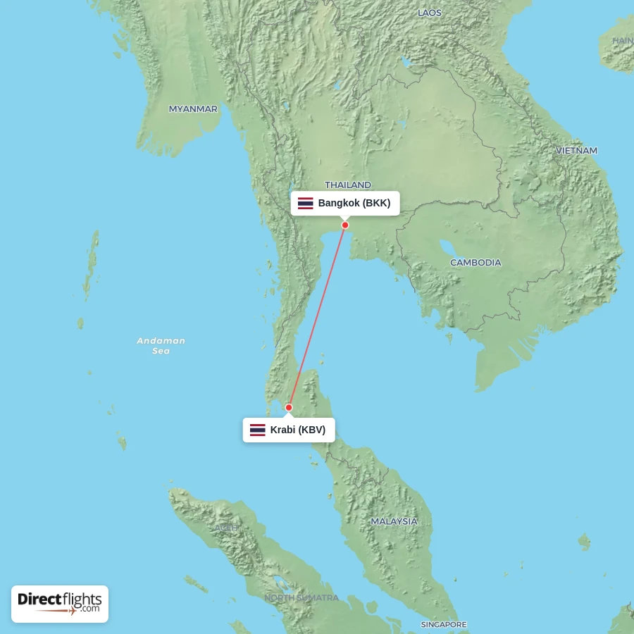 KBV - BKK route map