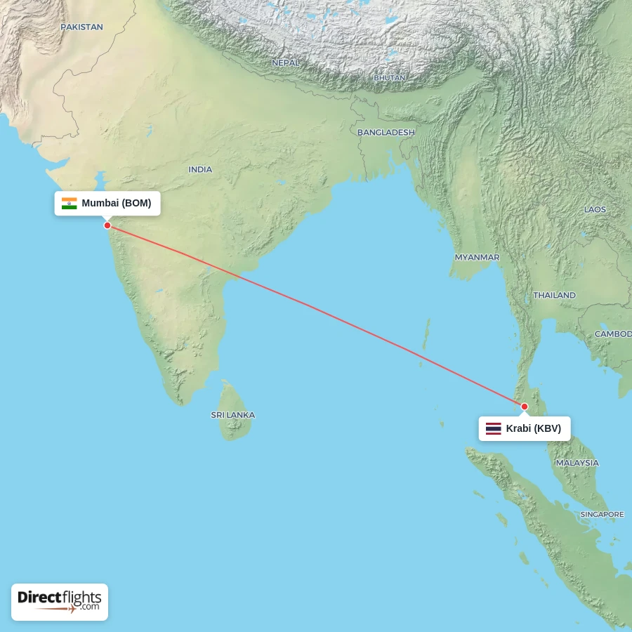 KBV - BOM route map