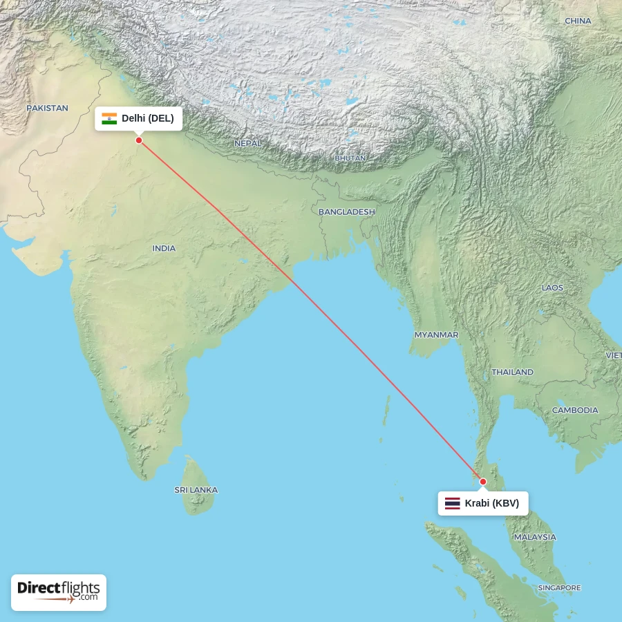 KBV - DEL route map