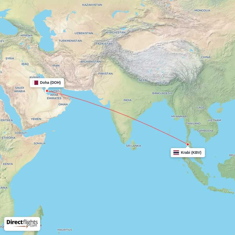 KBV - DOH route map