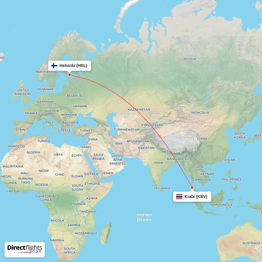 KBV - HEL route map