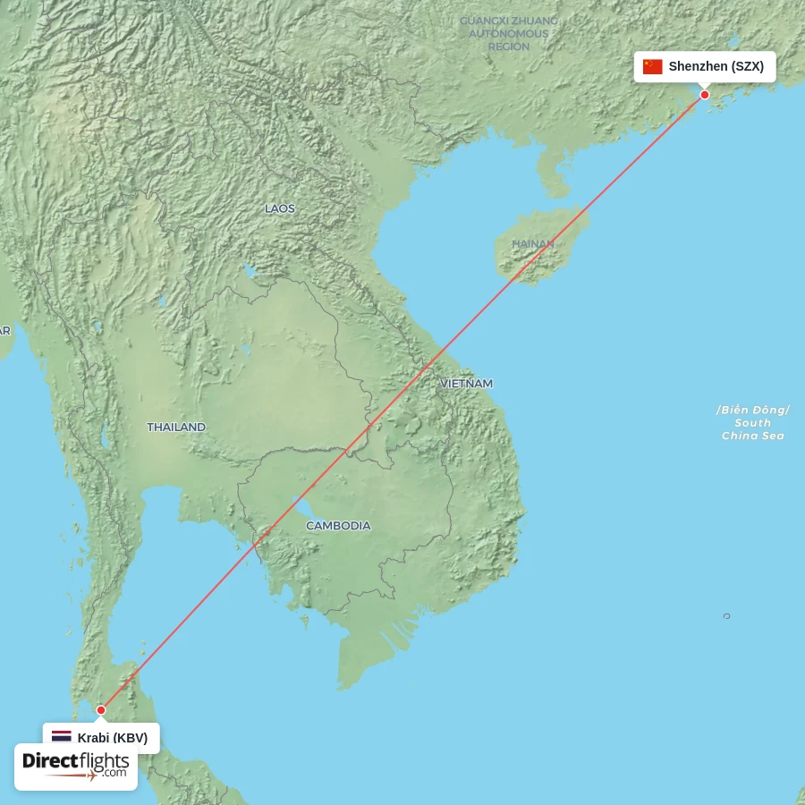 KBV - SZX route map