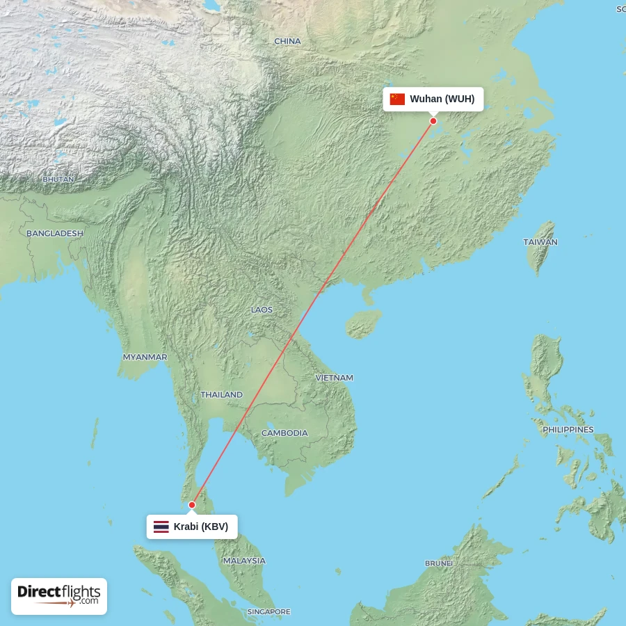 KBV - WUH route map