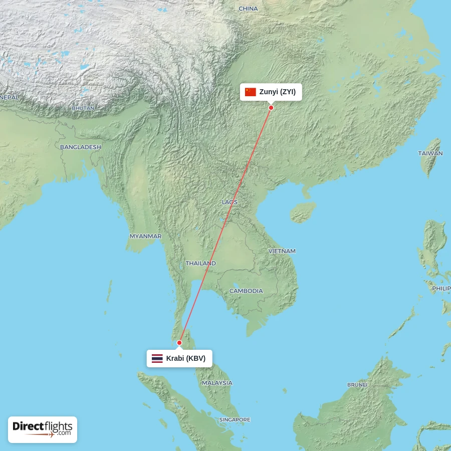 KBV - ZYI route map
