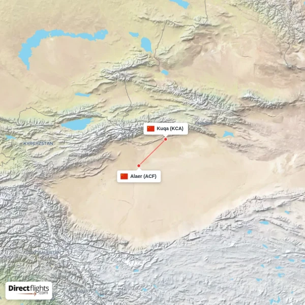 Kuqa - Alaer direct flight map