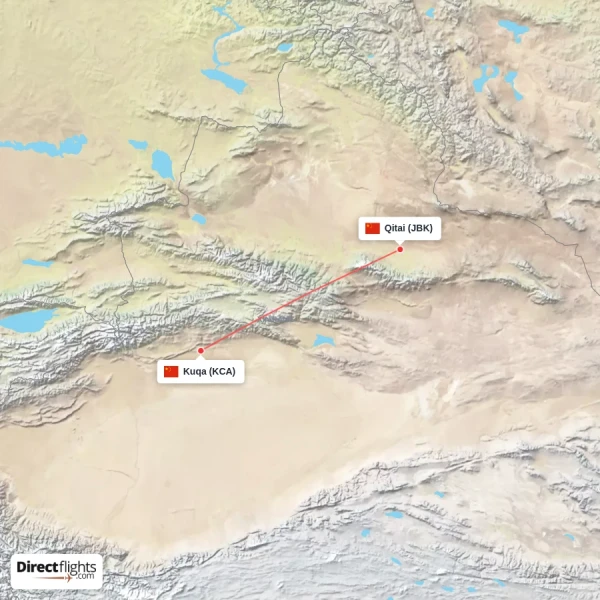 Kuqa - Qitai direct flight map