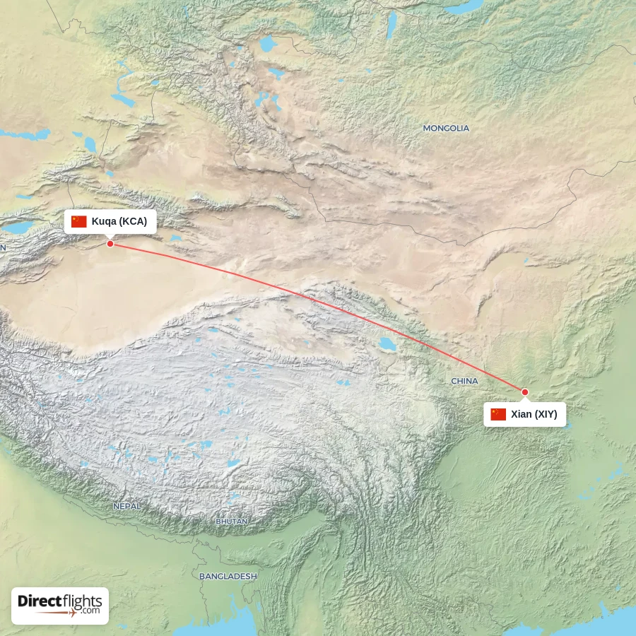 KCA - XIY route map