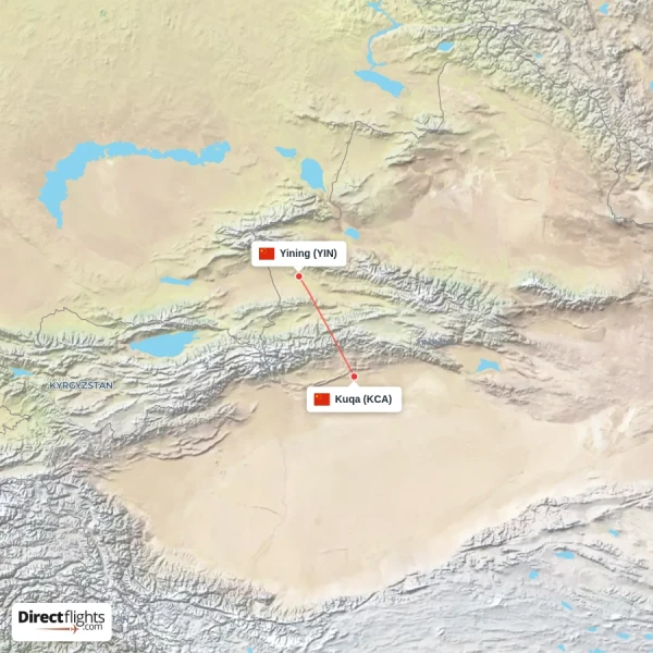 Kuqa - Yining direct flight map
