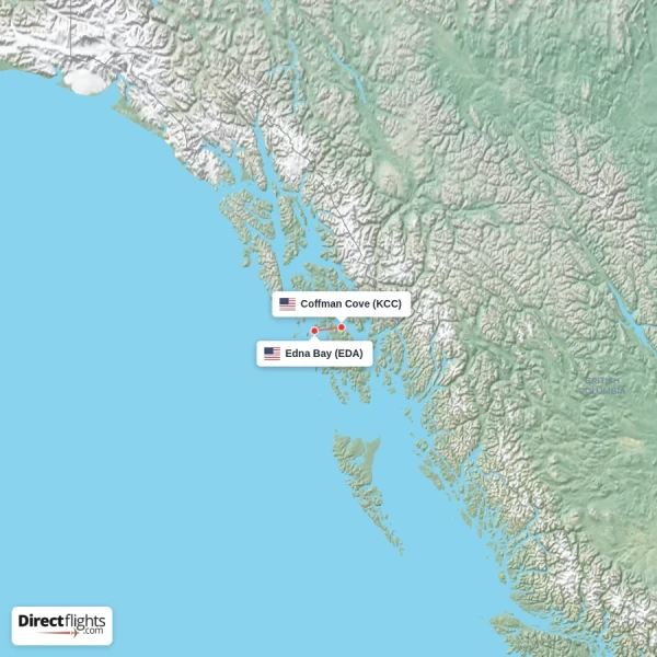 Coffman Cove - Edna Bay direct flight map