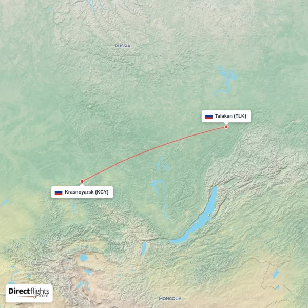 Krasnoyarsk - Talakan direct flight map
