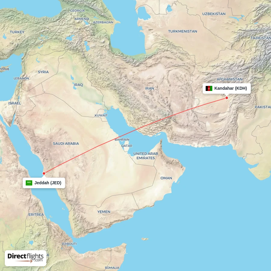 KDH - JED route map