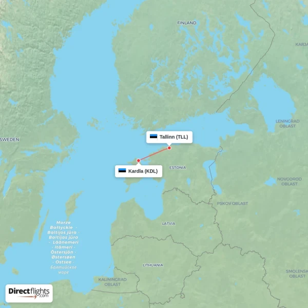 Kardla - Tallinn direct flight map