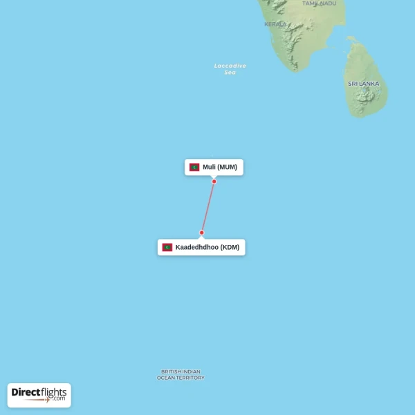 Kaadedhdhoo - Muli direct flight map