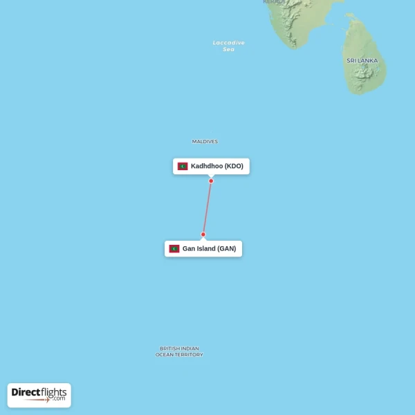 Kadhdhoo - Gan Island direct flight map