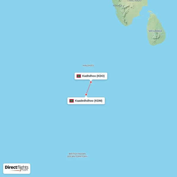 Kadhdhoo - Kaadedhdhoo direct flight map