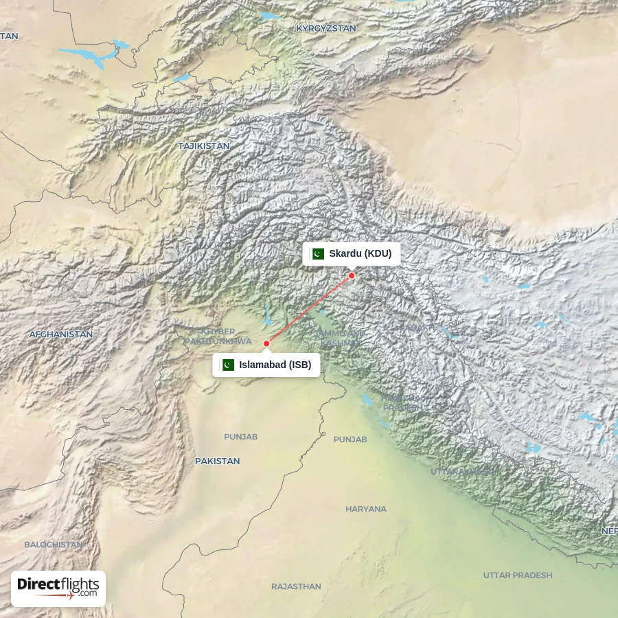 KDU - ISB route map