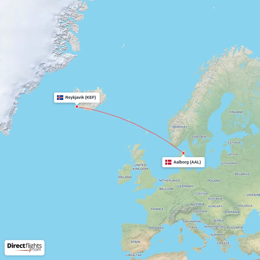 KEF - AAL route map