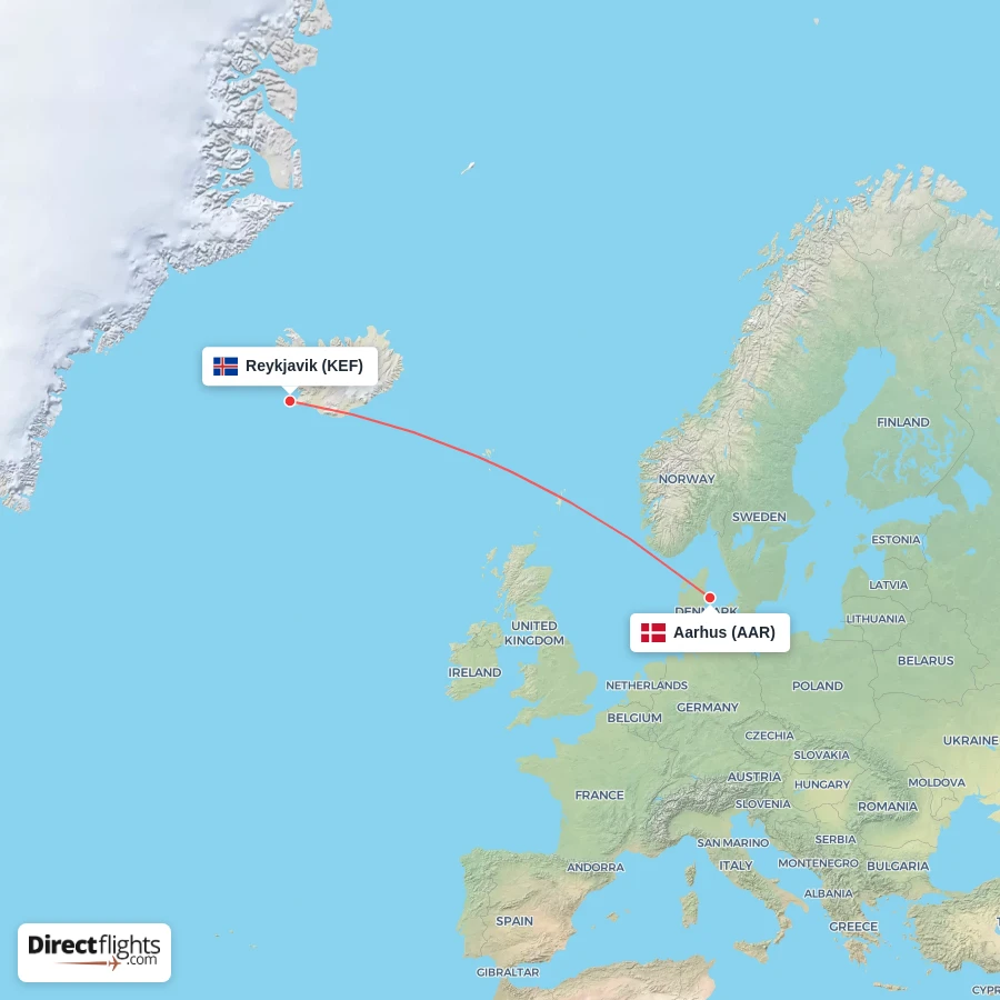 KEF - AAR route map